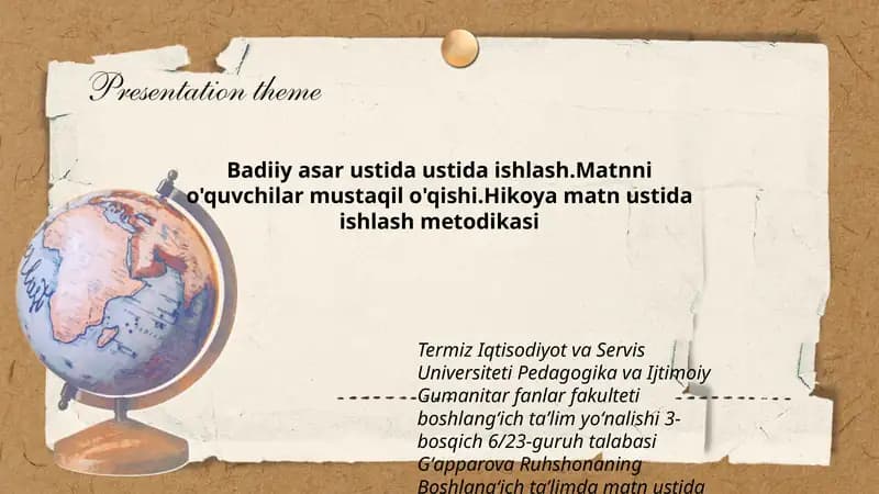 Matn ustida ishlash metodikasi