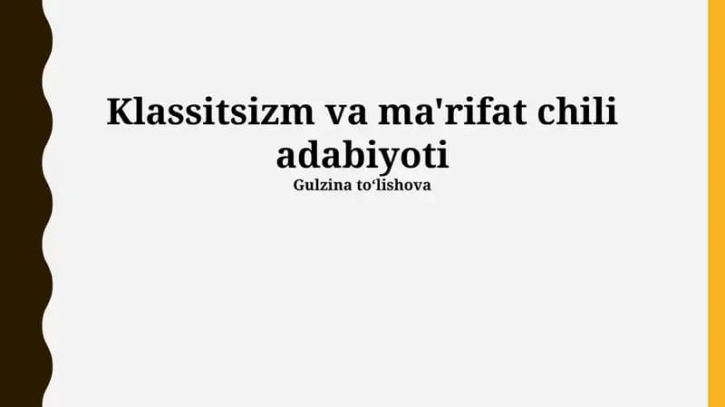 Klassitsizm va ma'rifat chili adabiyoti
