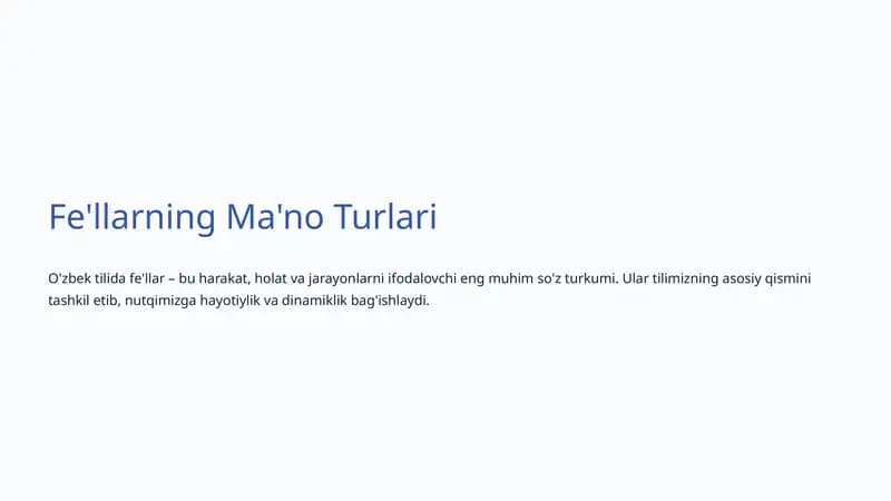 Fe'llarning Ma'no Turlari