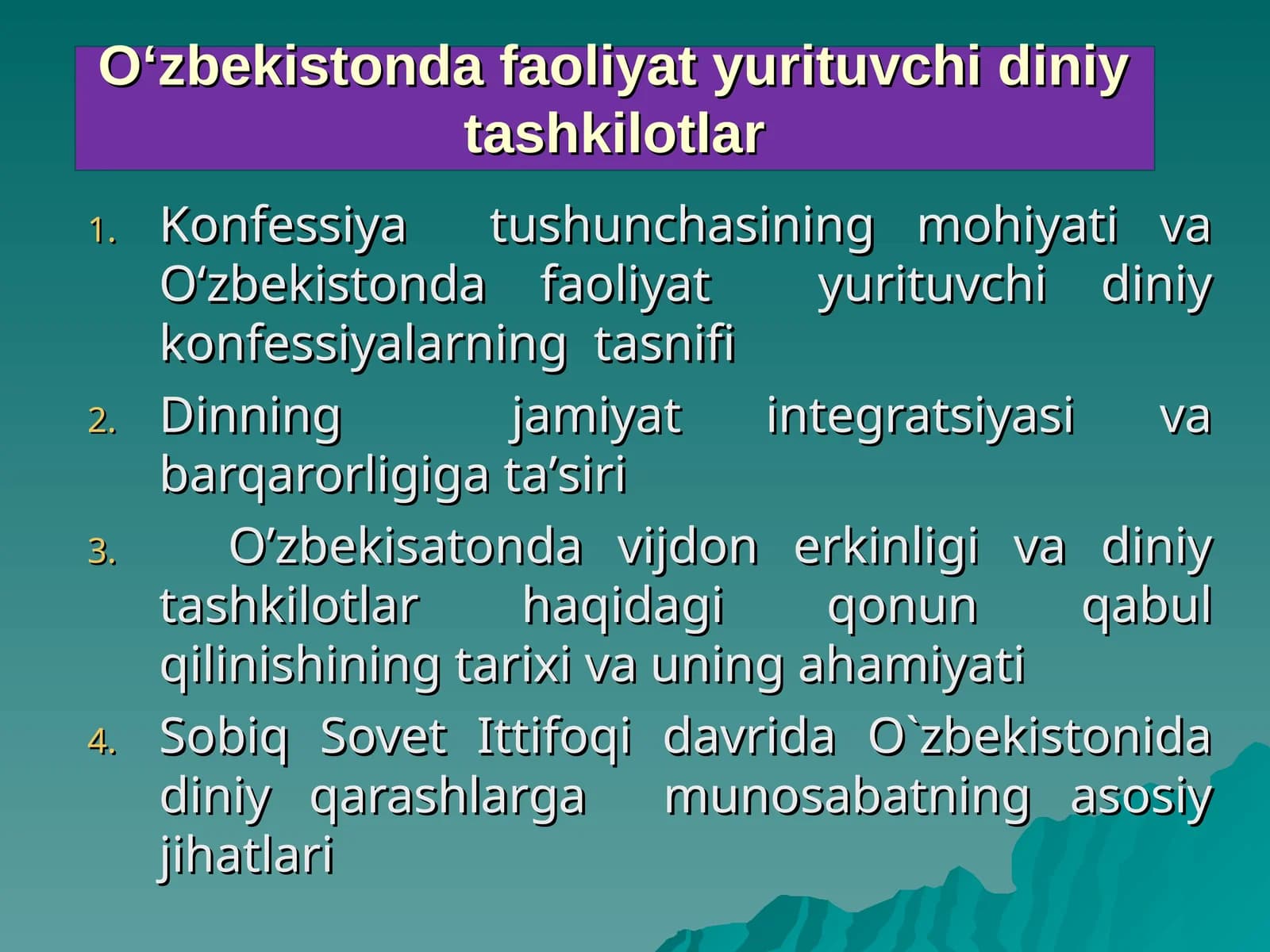 O‘zbekistonda faoliyat yurituvchi diniy tashkilotlar