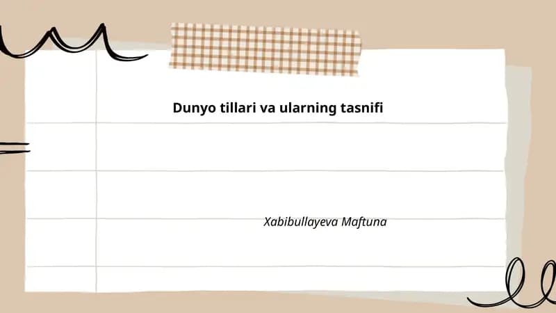 Dunyo tillari va ularning tasnifi