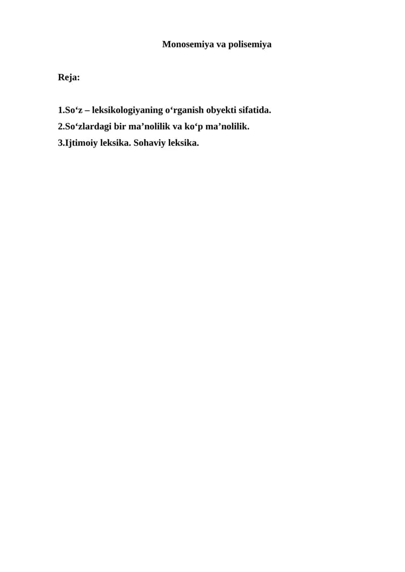 Monosemiya va polisemiya
