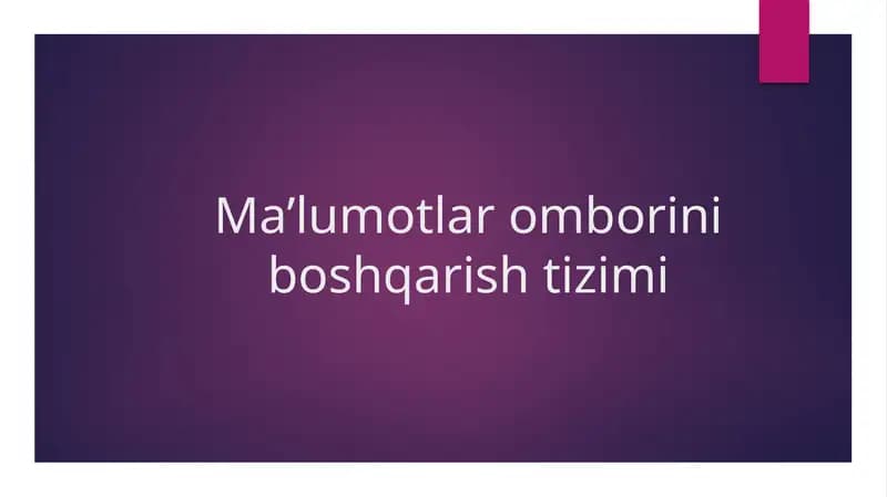 Ma’lumotlar ombori boshqarish tizimi