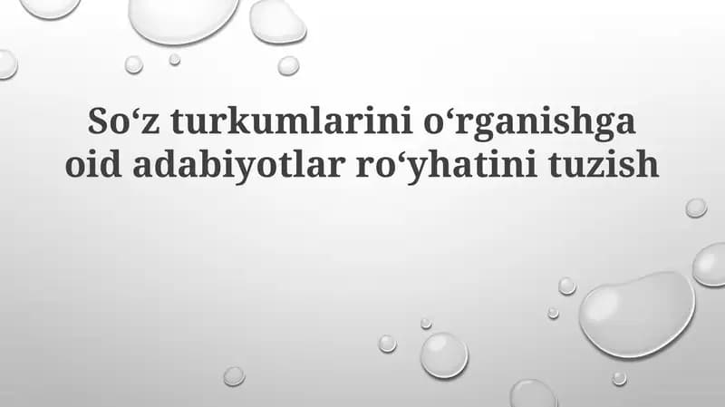Soʻzturkumlarini oʻrganishga oid adabiyotlar roʻyhati