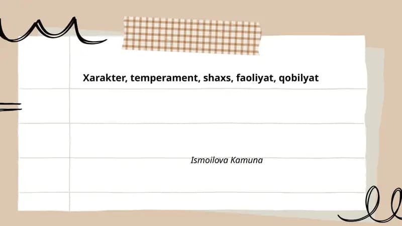 Xarakter va uning rivojlanishi