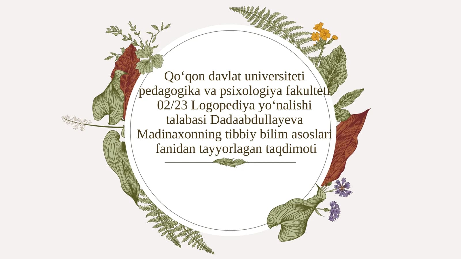 Tibbiy bilimas asoslari fanidan tayyorlagan taqdimoti