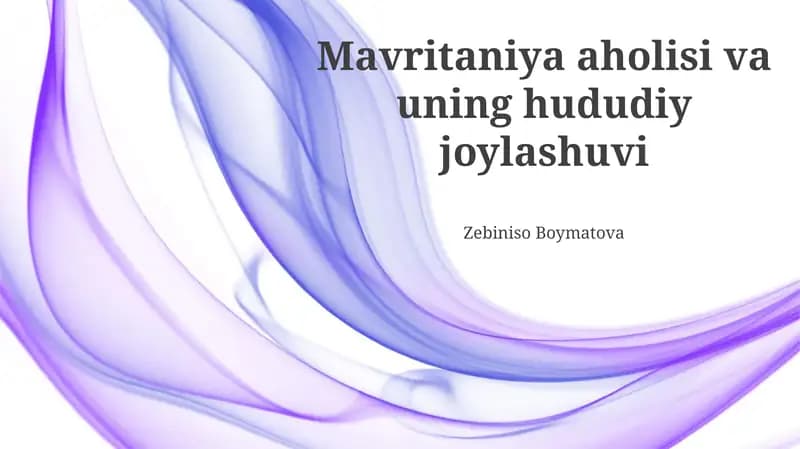 Mavritaniya aholisi va uning hududiy joylashuvi