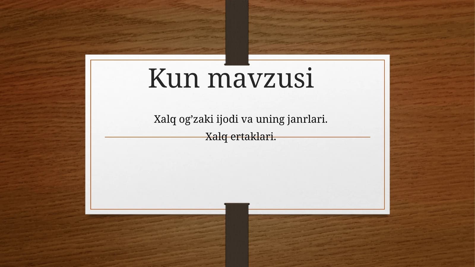 Xalq og’zaki ijodi va uning janrlari