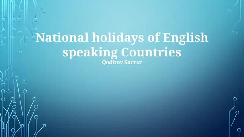 National holidays of English speaking Countries