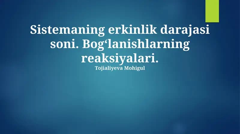Bog'lanishlar Reaksiyalariga