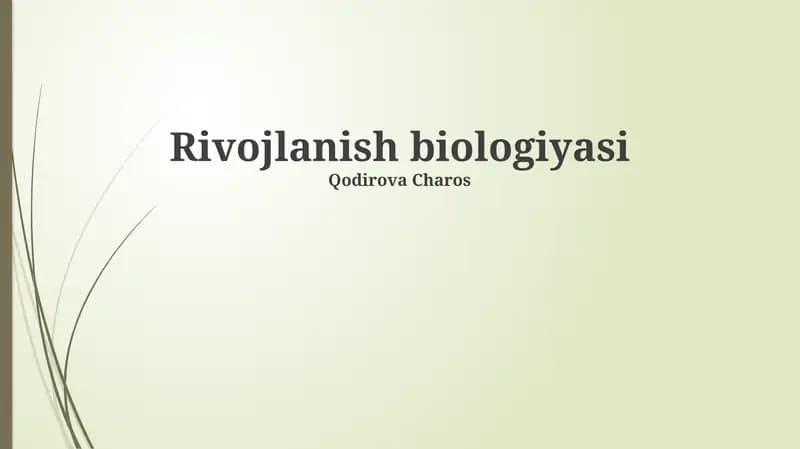 Rivojlanish biologiyasi