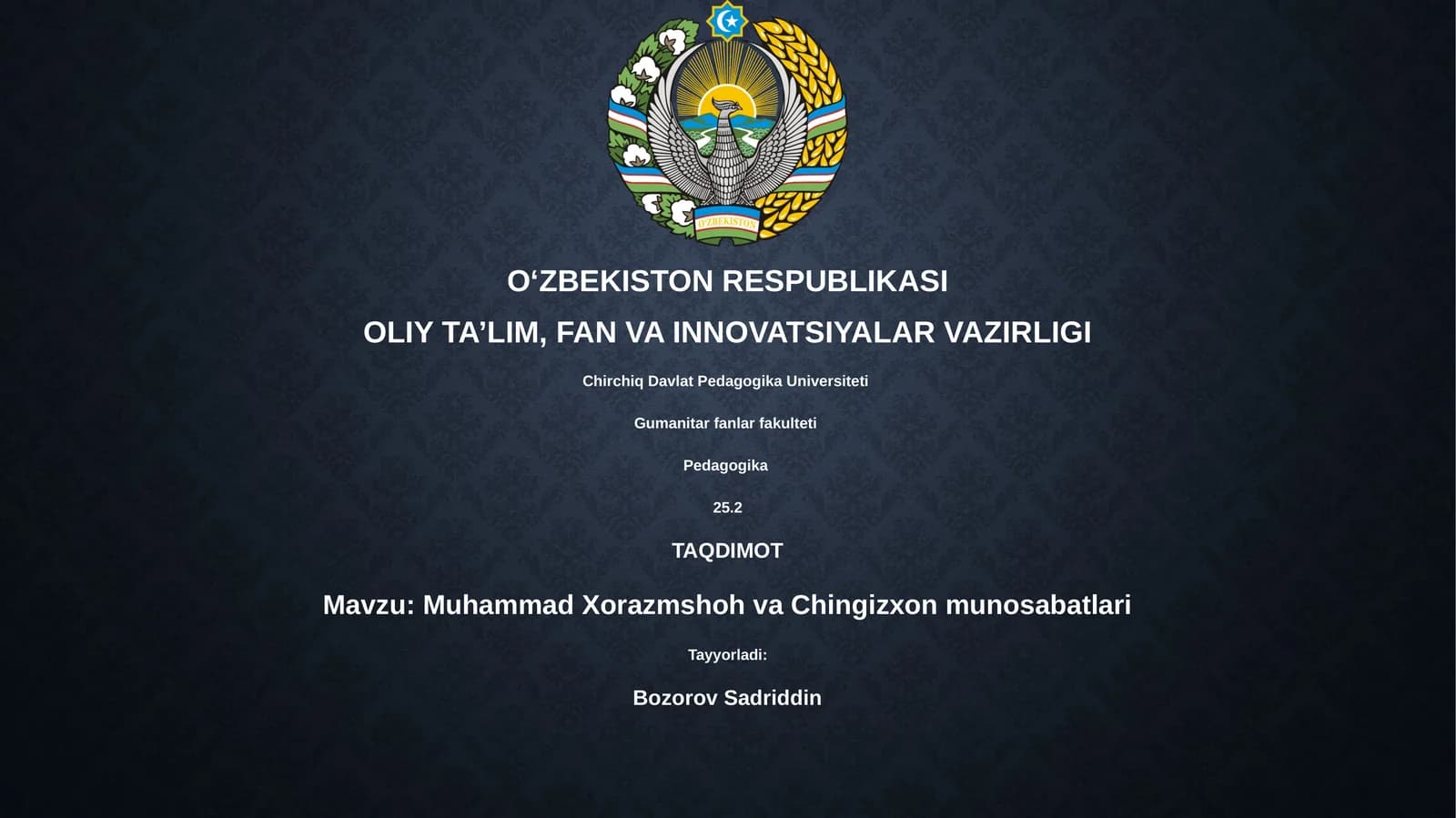 Muhammad Xorazmshoh va Chingizxon munosabatlari