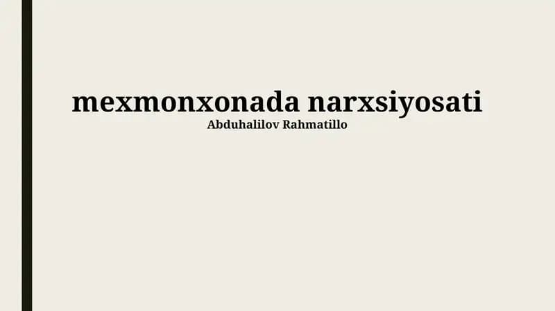 Mehmonxonada narxsiyosati