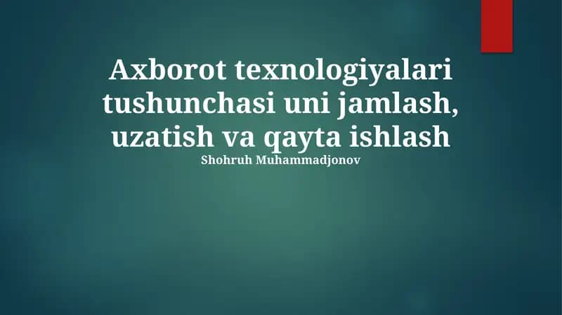 Axborot Texnologiyalarining Yigʻilishi