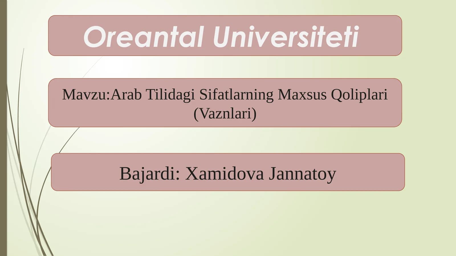 Arab Tilidagi Sifatlarning Maxsus Qoliplari (Vaznlari)