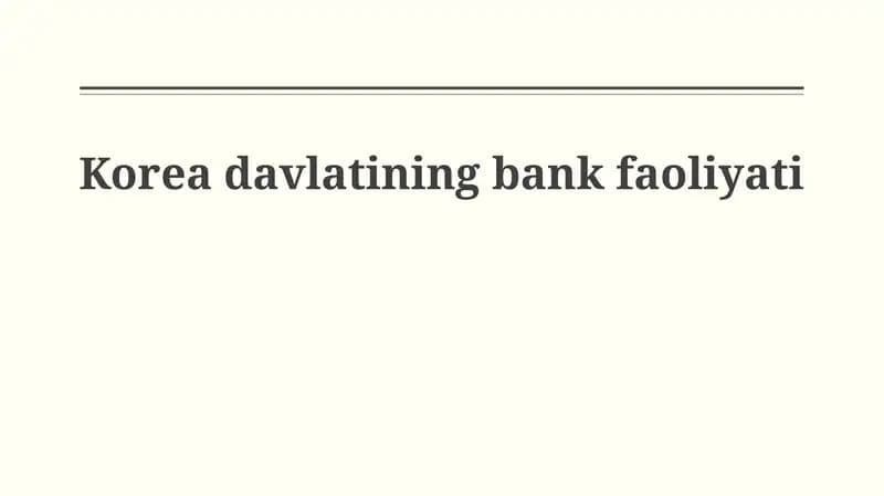 Koreya davlatining bank faoliyati