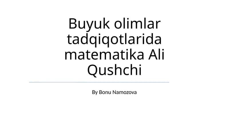 Matematika Ali Qushchi Tadqiqotlari