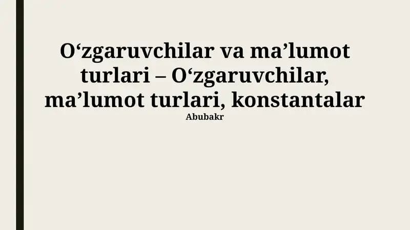 Ma'lumot turlari