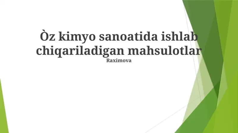 Mahsulotlar kimyo sanoati