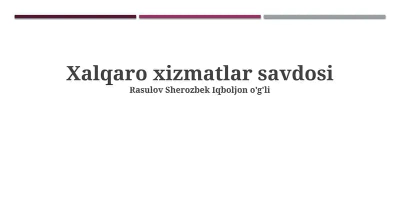 Xalqaro xizmatlar savdosi