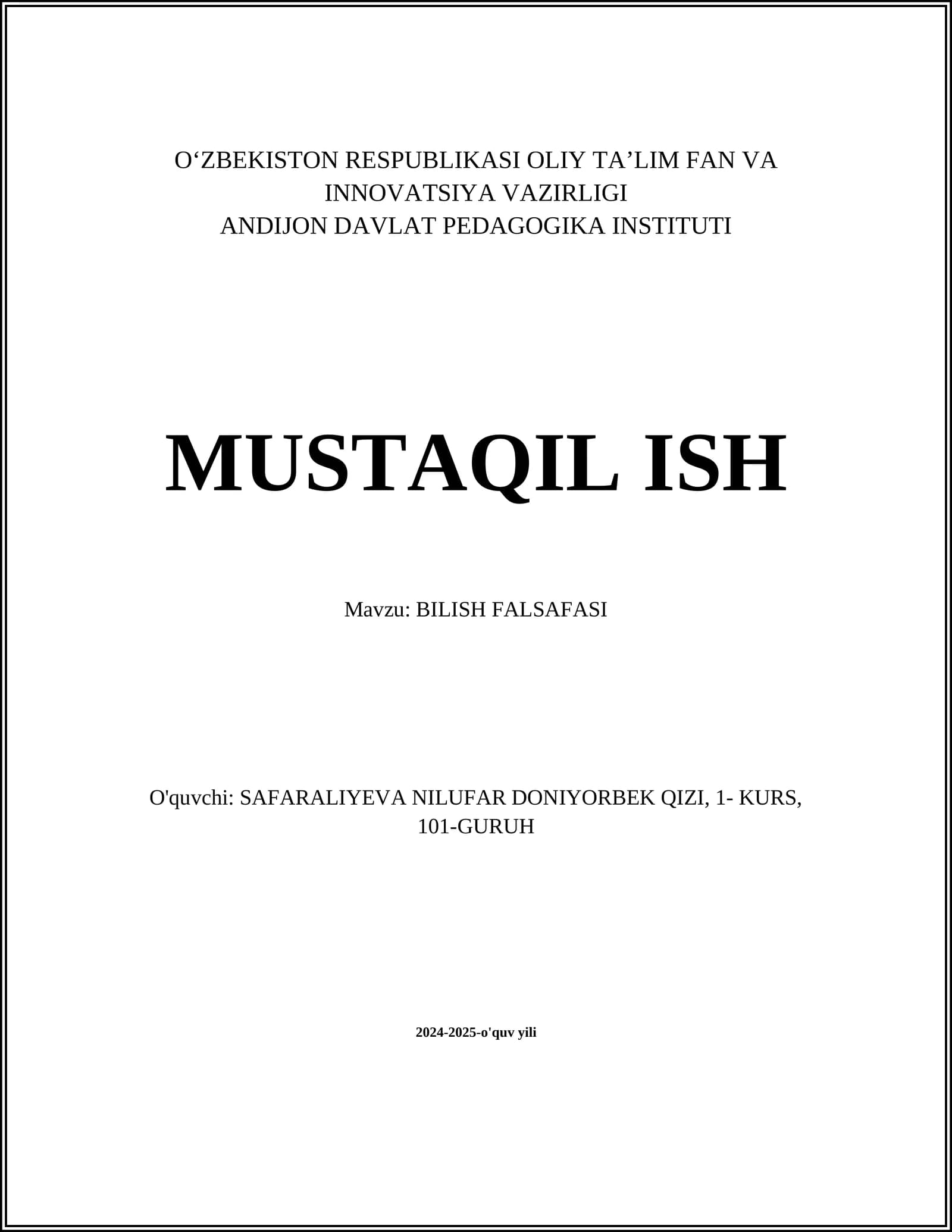 BILISH FALSAFASI