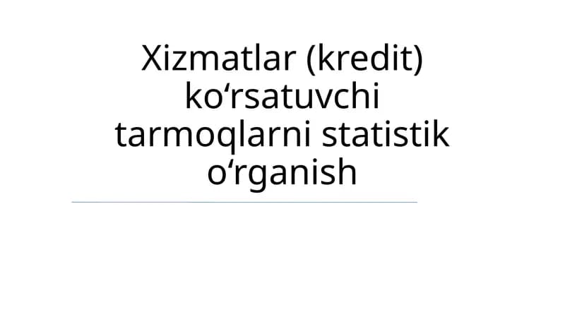 Kredit berish sohasining statistik tahlili