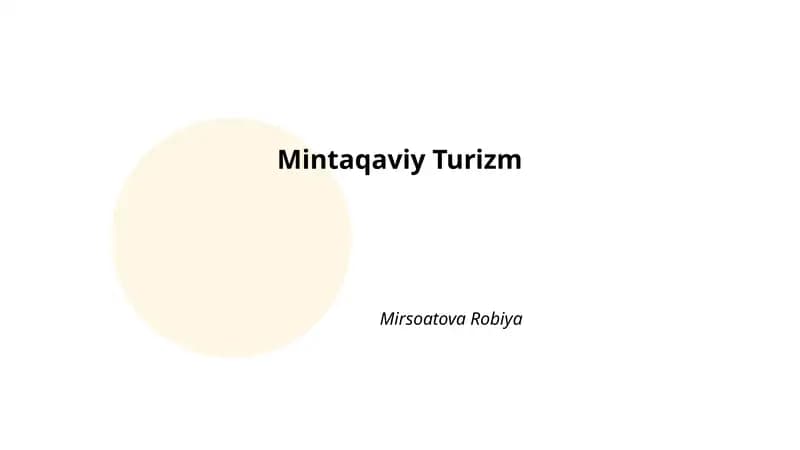 Mintaqaviy Turizm