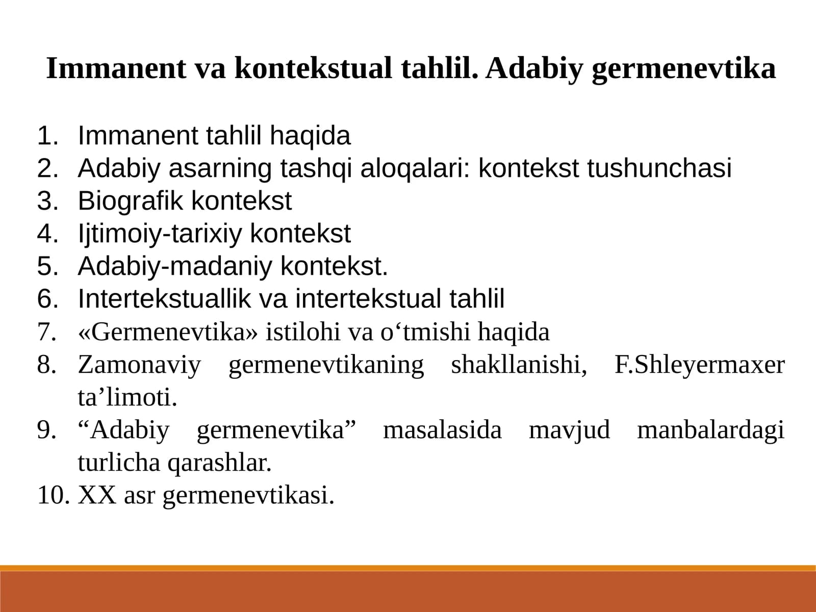 Immanent va kontekstual tahlil. Adabiy germenevtika
