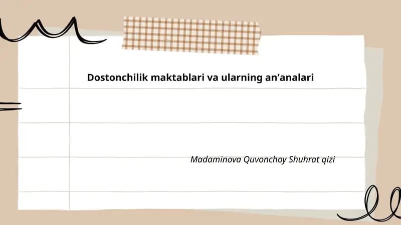 Dostonchilik maktablari va ularning anʼanalari