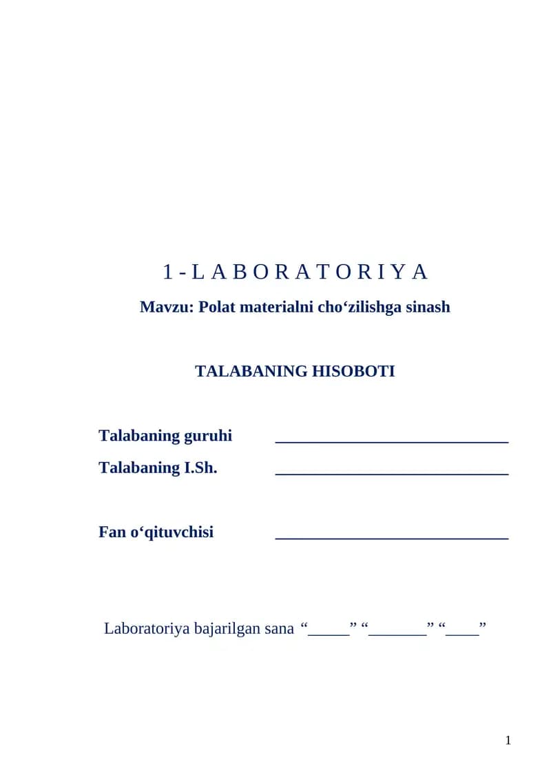 Polat materialni cho‘zilishga sinash