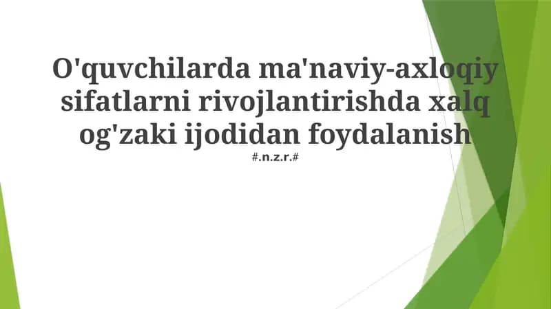 Xalq og'zaki ijodi