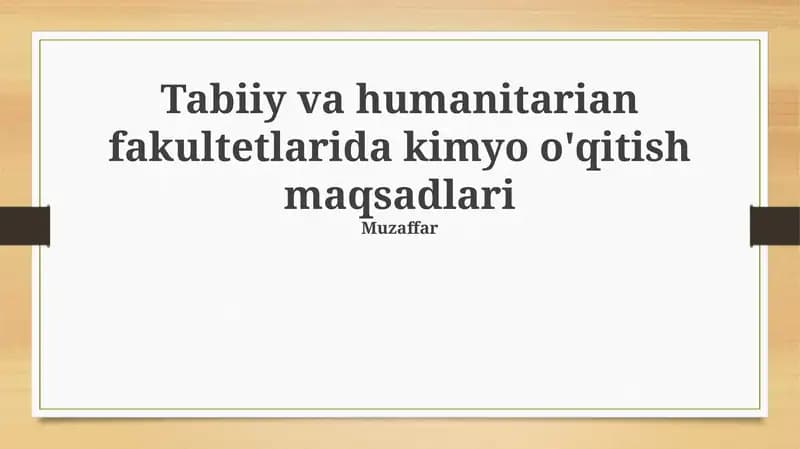 Kimyo o'qitish maqsadlari