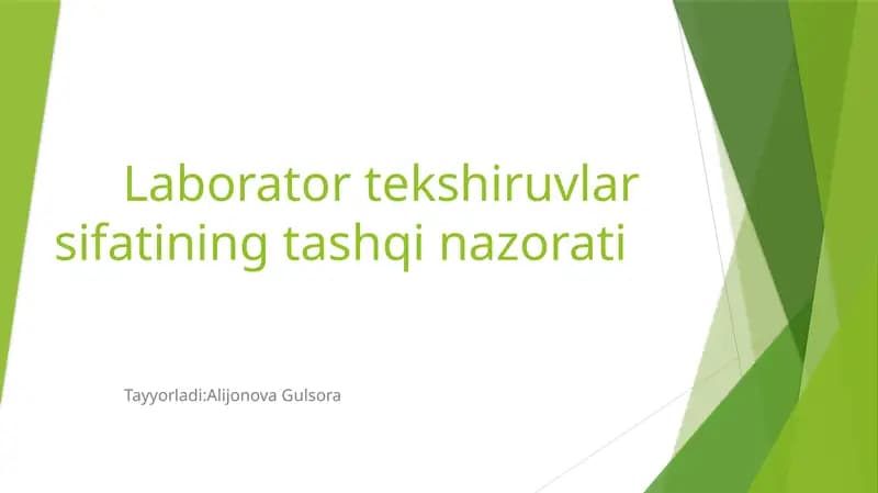 Laboratortekshiruvlar sifatining tashqi nazorati