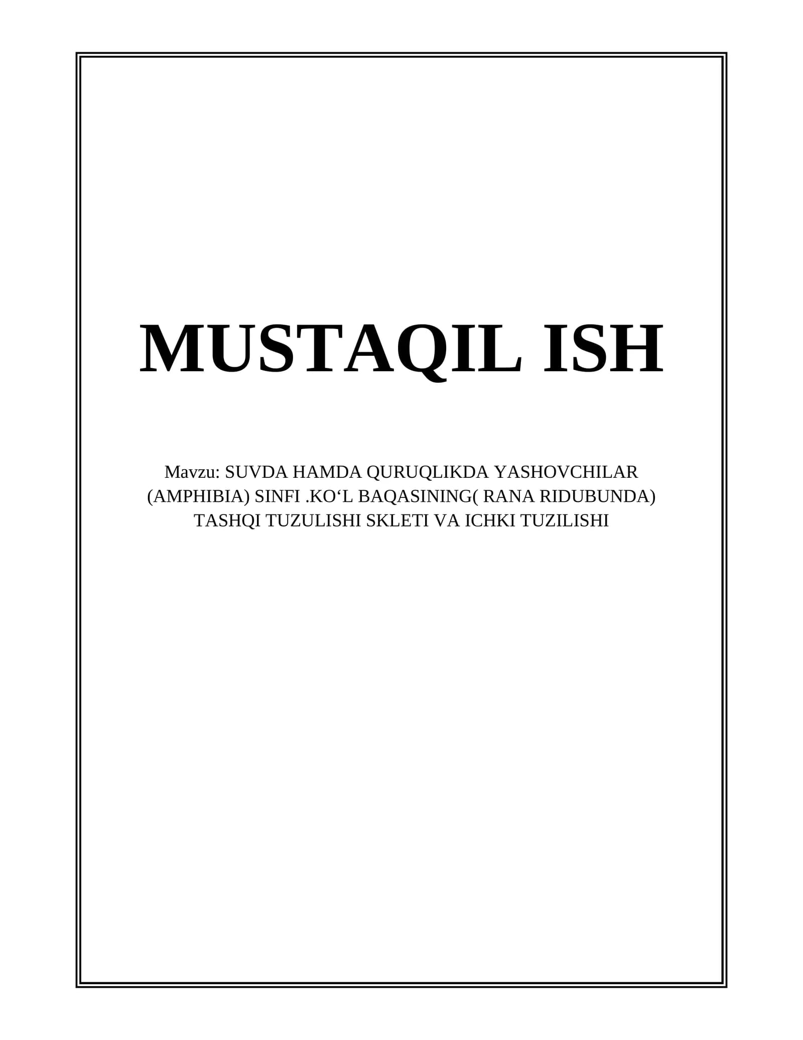 KO‘L BAQASI (RANA RIDIBUNDA)