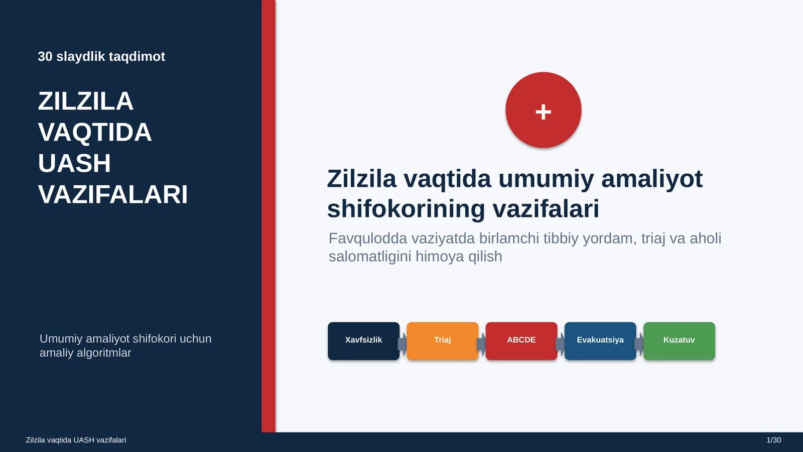 Zilzila vaqtida UASH vazifalari
