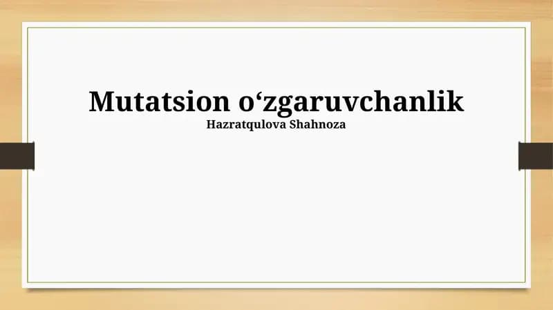 Mutatsion o‘zgaruvchanlik