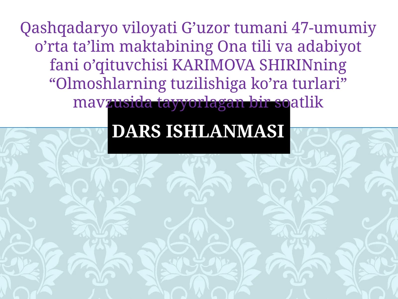 7-sinf Ona tili dars ishlanma. Olmoshlarning tuzilishiga ko'ra turlari