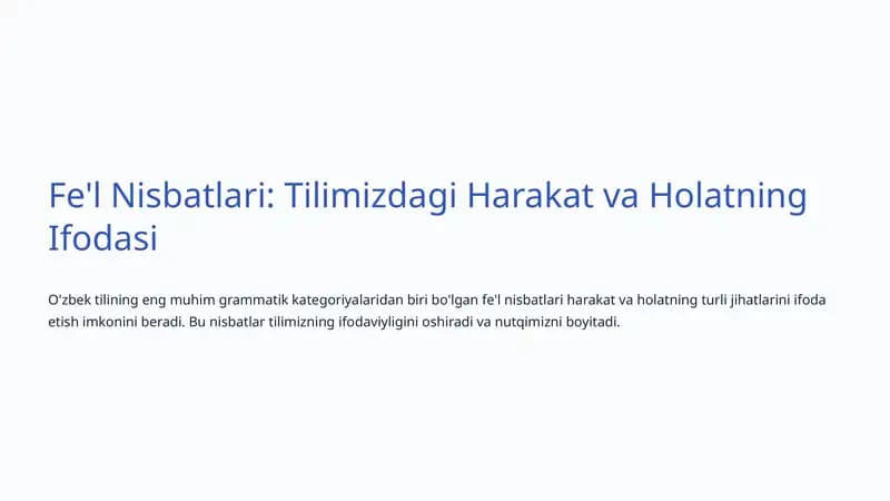 Fe'l Nisbatlari