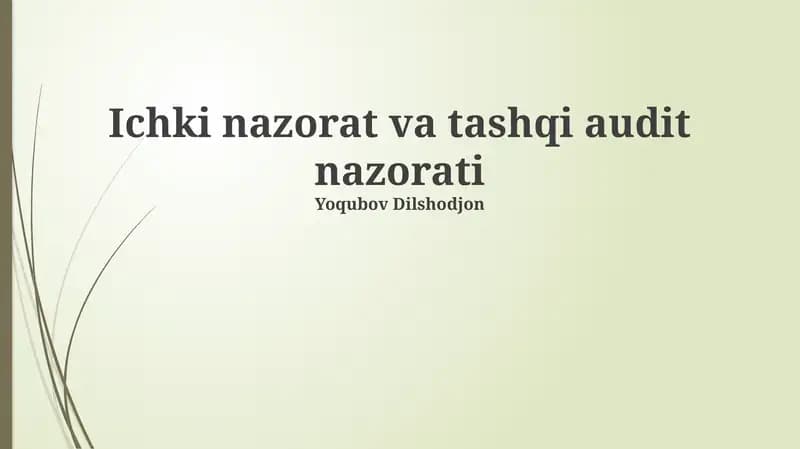 Ichki nazorat va tashqi audit nazorati