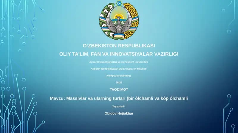 Massivlar va ularning turlari