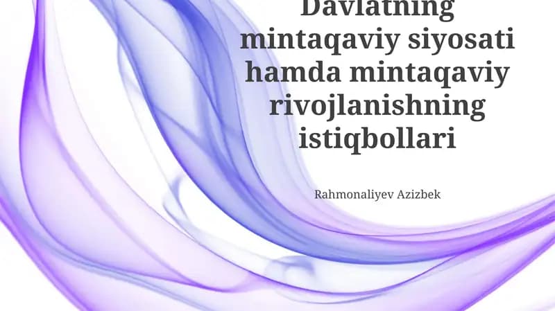 Turizmning mintaqaviy rivojlanishdagi roli