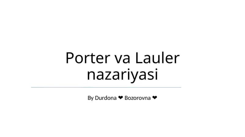 Porter va Lauler nazariyasi