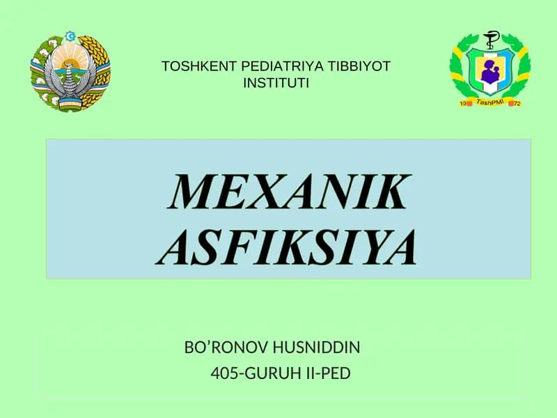 Асфиксия тушунчаси