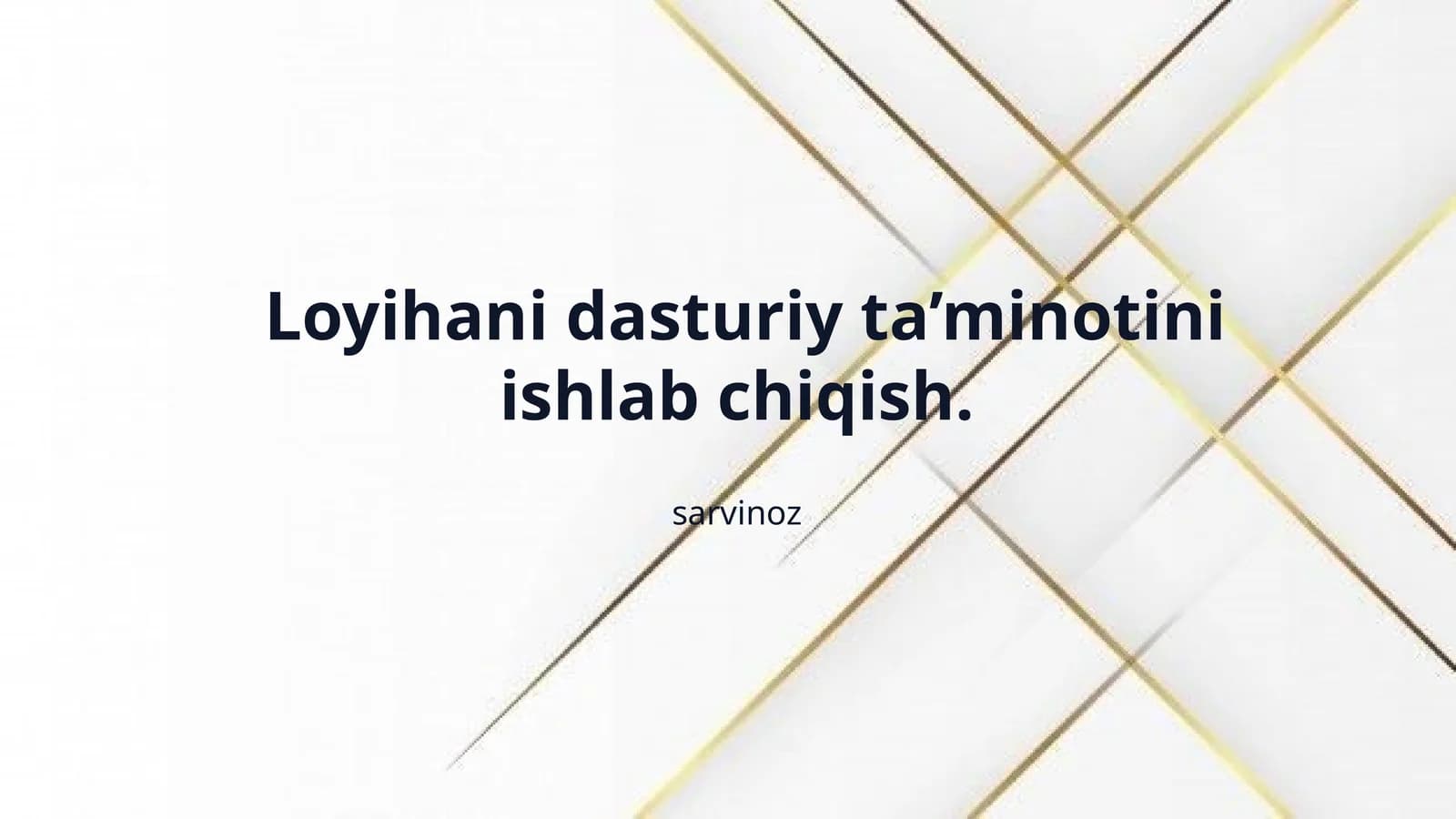 Loyihani dasturiy ta’minotini ishlab chiqish.