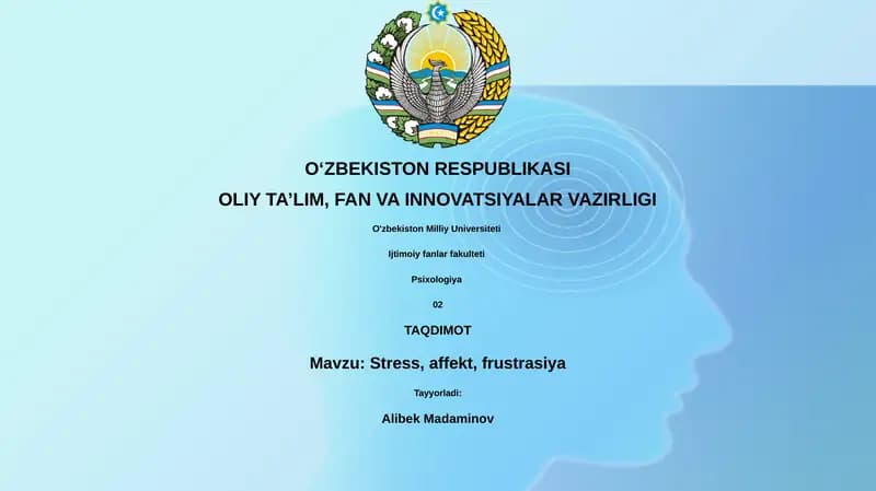 Stress, Affekt, Frustrasiya