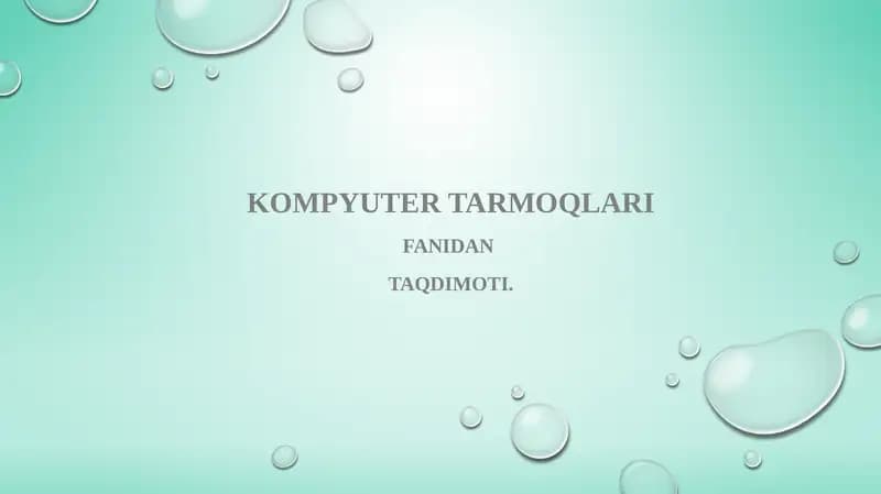 Tarmoq qurishning asosiy tamoyillari