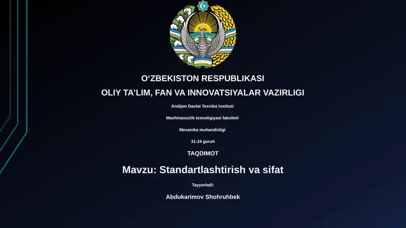 Standartlashtirish va Sifat