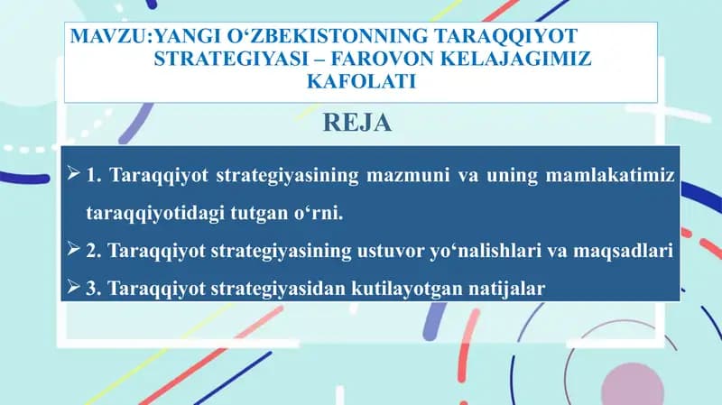 YANGIOʻZBEKISTONNING TARAQQIYOT STRATEGIYASI
