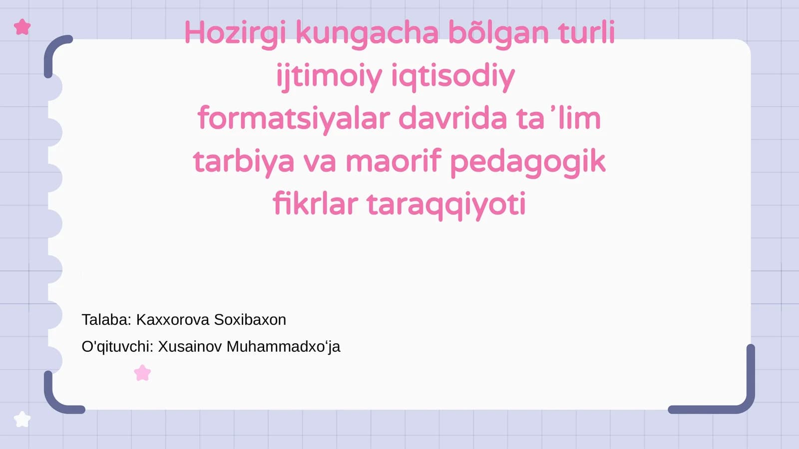 Ta'lim va maorif tarixining umumiy ko'rinishi