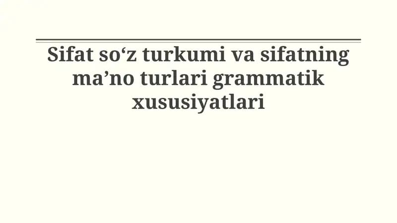 Sifat soʻz turkumi